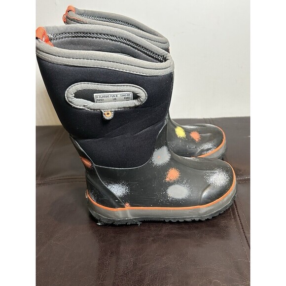 Bogs Classic B Funprint Waterproof Kids Winter Boots Black Multi-Color US 12 - Picture 1 of 7